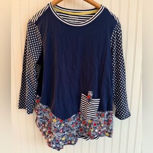 Westbound Primary Colors Cotton Top Size Petite Medium. Stripes and Polka Dots